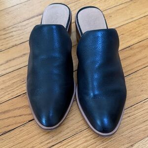 Crown Vintage Black Leather Mules